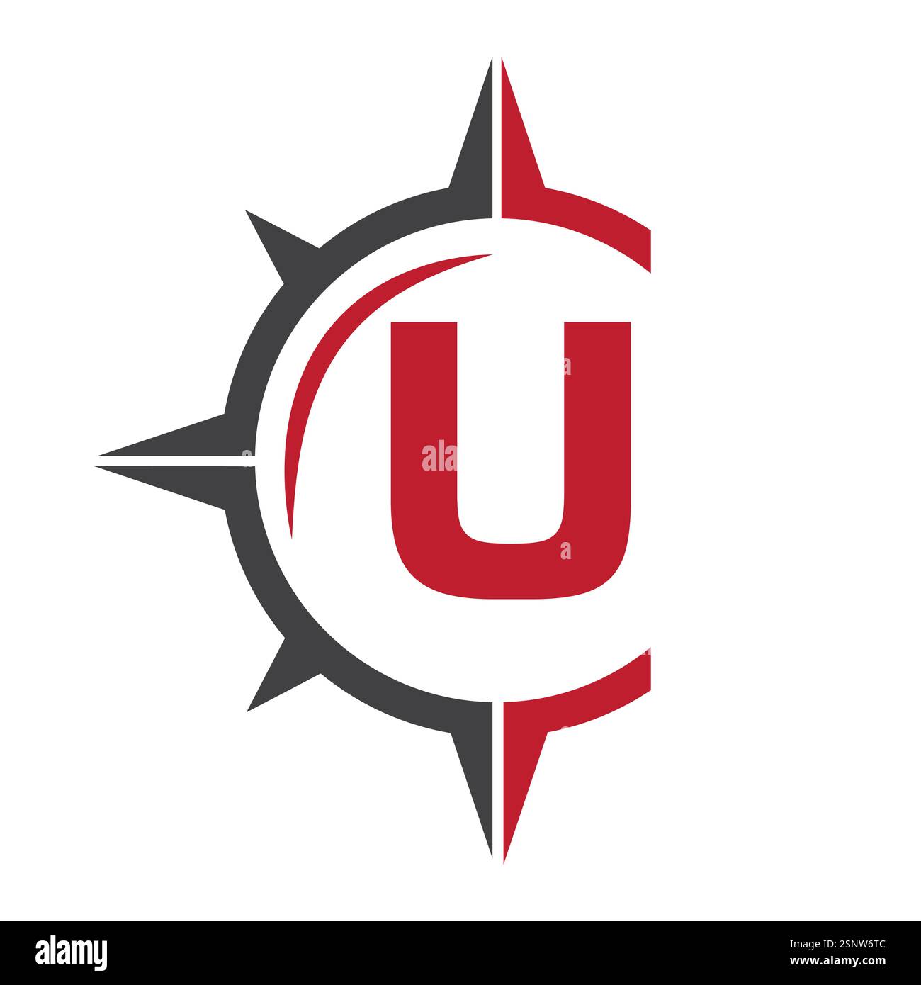 Initial Letter U Ship Logo Concept With Compass Symbol Vector Template Stock Vector