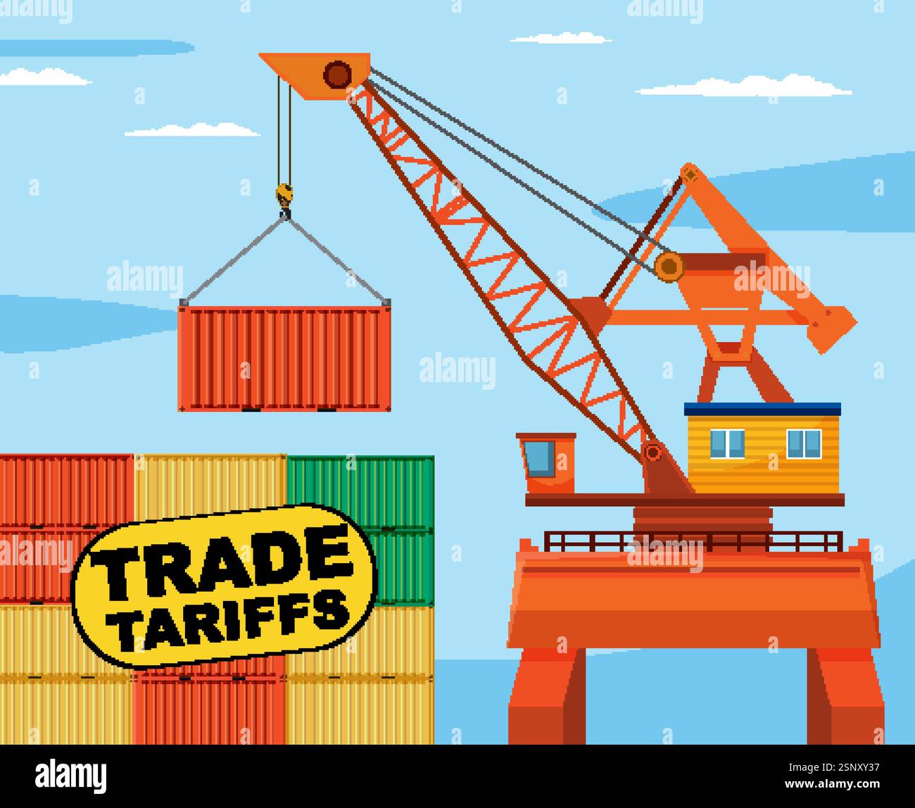 Illustration of crane lifting shipping container Stock Vector Image ...