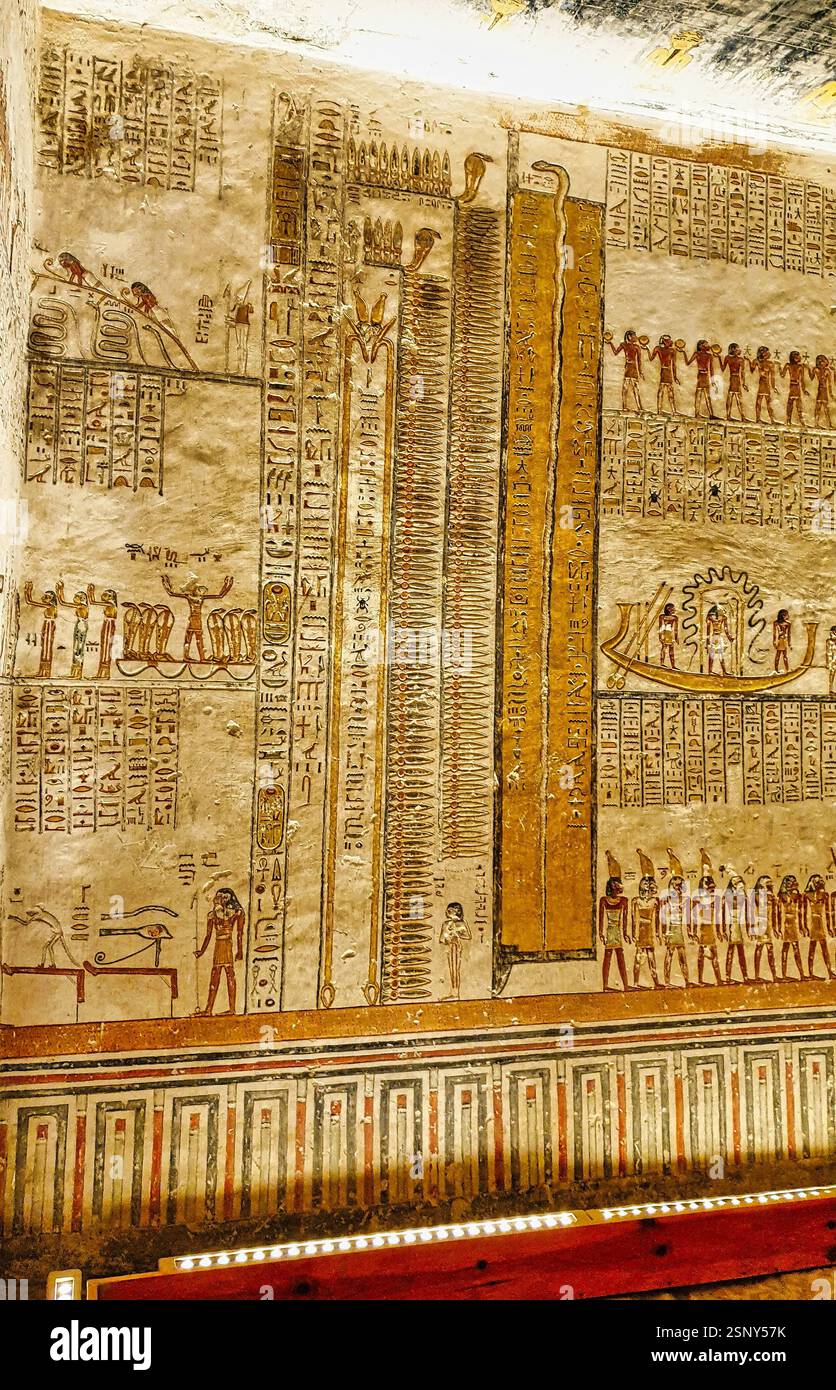 Wall relief with scenes from the Book of Gates, tenth division,eleventh ...