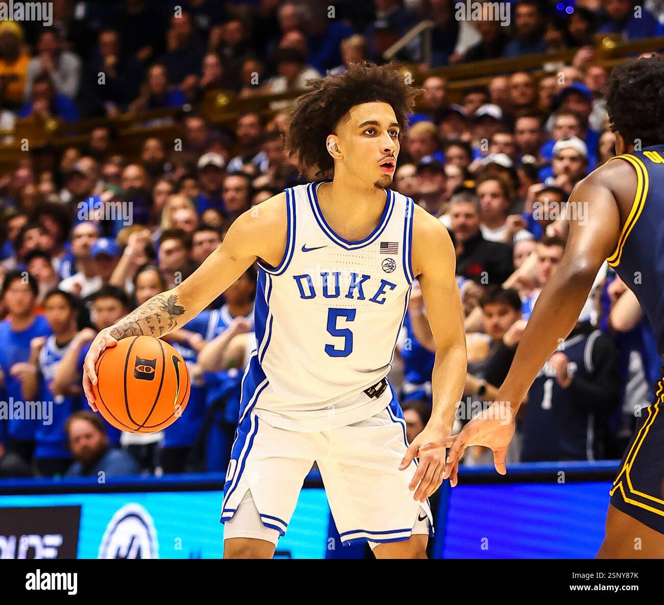 February 12, 2025: Duke guard Tyrese Proctor (5) looks for opening