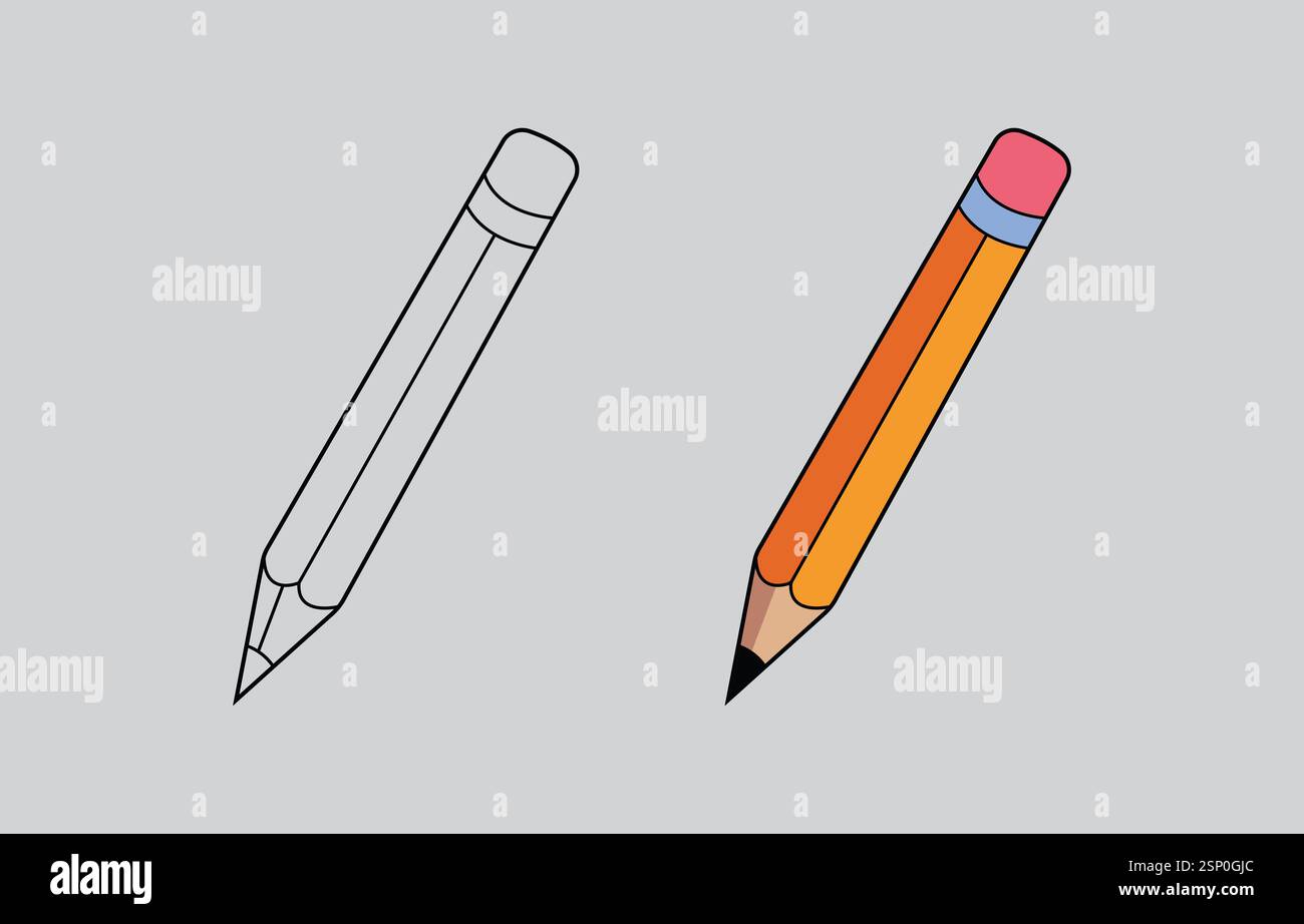 Pencil Vector Art Illustration Isolated on white background Stock Vector