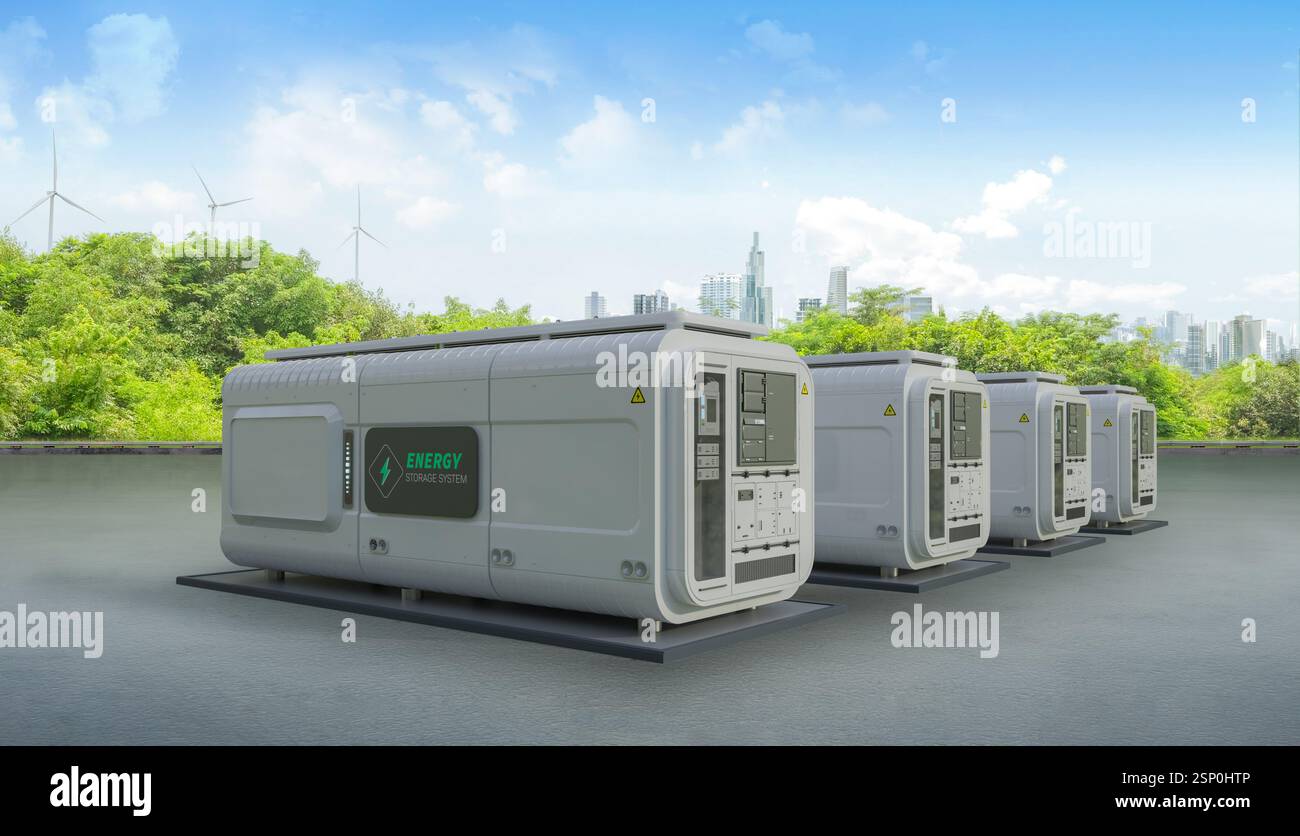 3d rendering energy storage system or battery container unit for smart ...