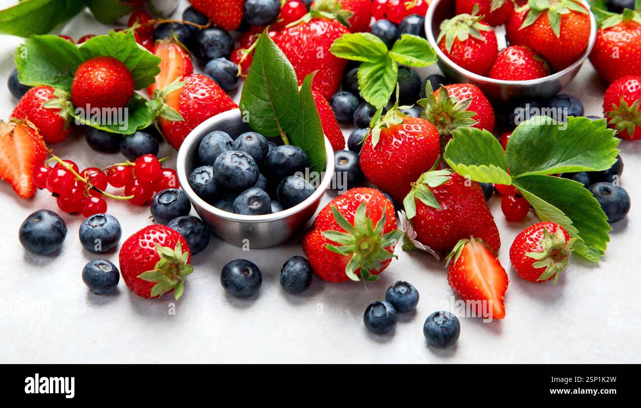 Various fresh berries. Organic valuable food source Stock Photo - Alamy