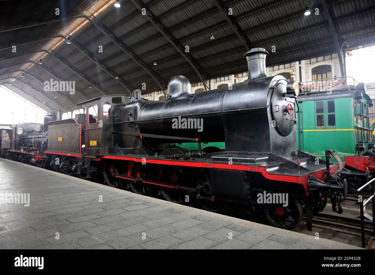 Steam locomotive 230-2059. Ten Wheeler tipe. (North British Locomotive Company Ltd., Great Britain, 1907).Railway Museum, Madrid. Spain. Stock Photo