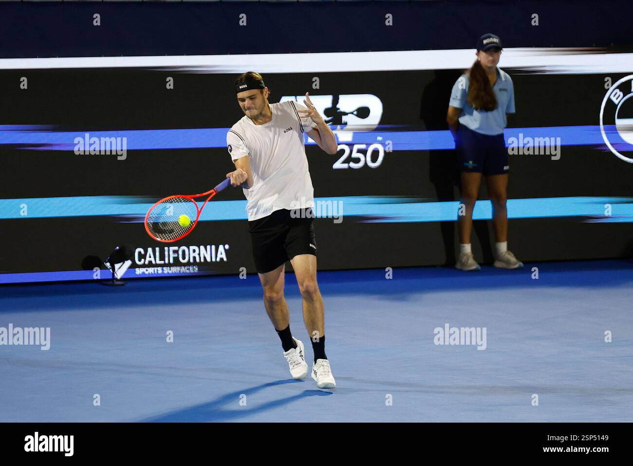 DELRAY BEACH, FL - FEBRUARY 13: Taylor Fritz (USA) in action for his ...