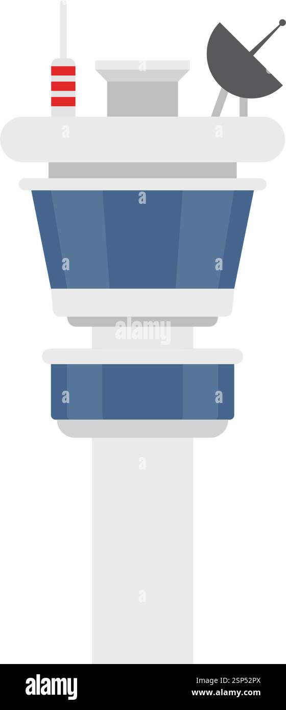Flight control tower icon in flat style. Navigation monitor vector ...