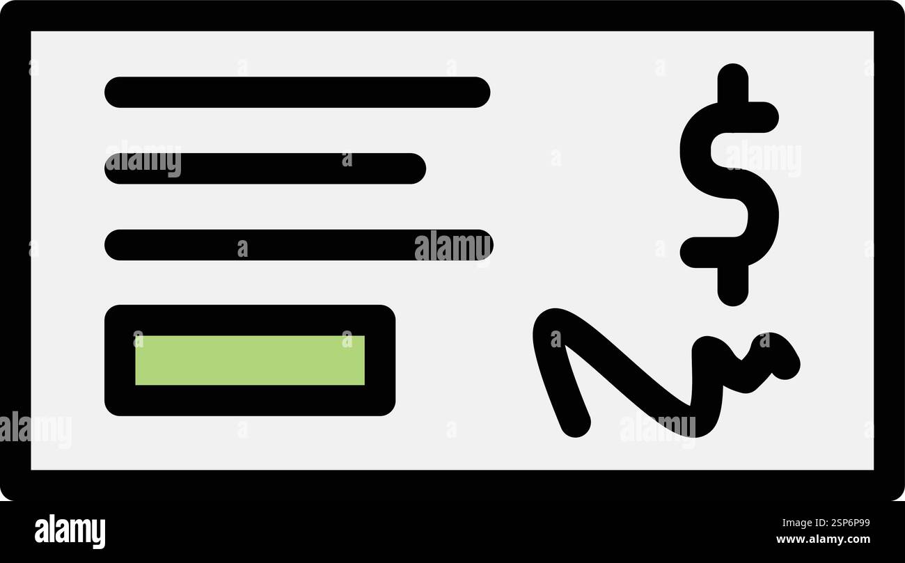 Bank cheque Vector Icon Design Illustration Stock Vector