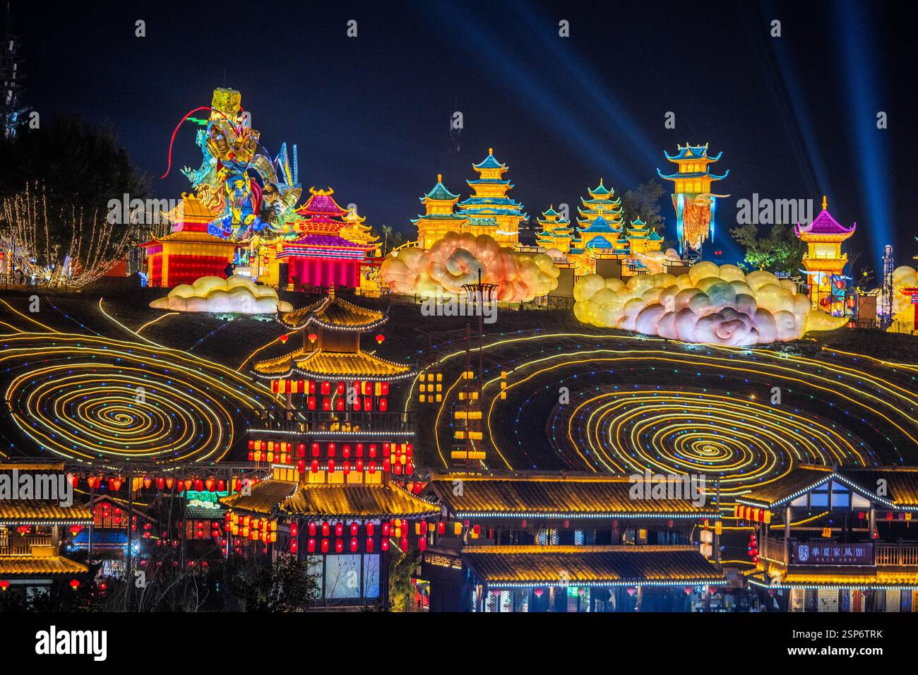 Tourists celebrate the Lantern Festival at the Zigong International ...