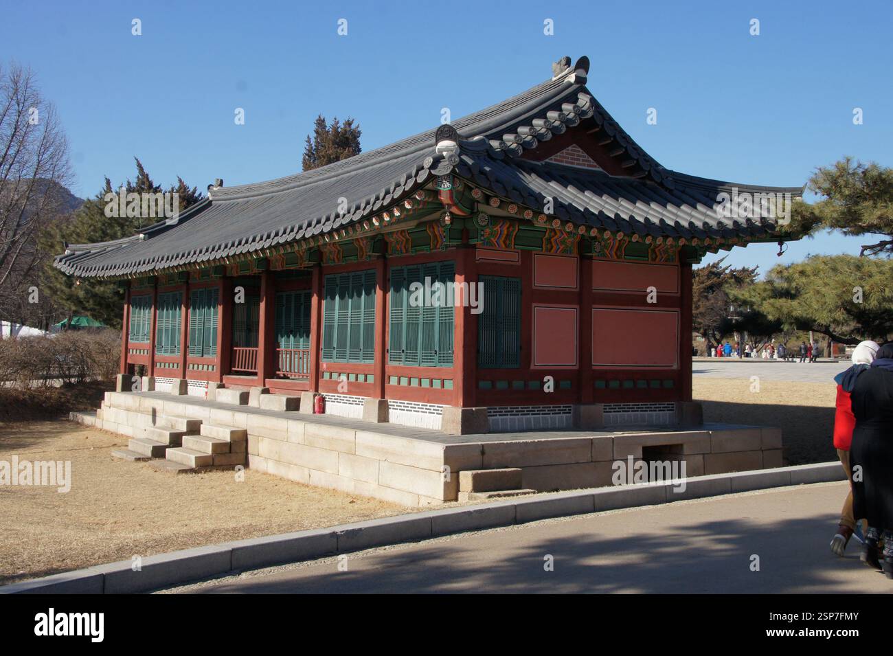 Gyeongbokgung Palace is a magnificent structure in South Korea. The Hamhwadang is a grand hall within the palace, serving as the king's throne room. I Stock Photo