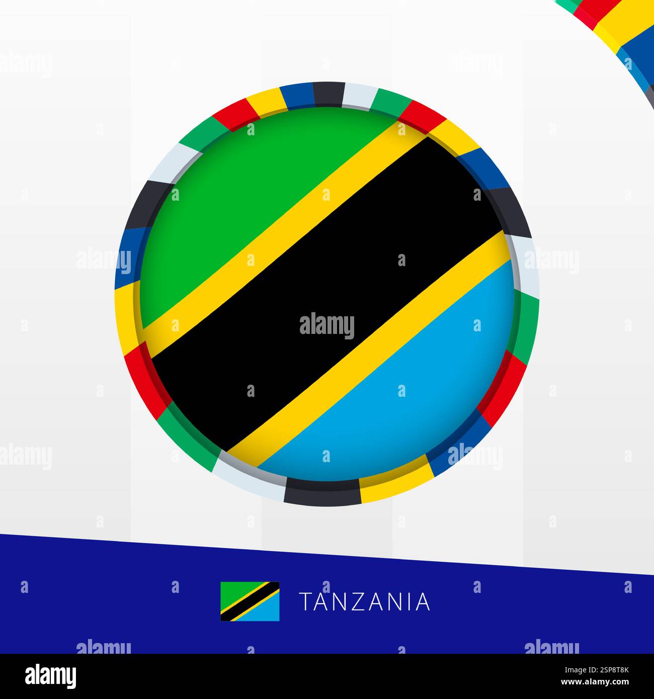 Tanzania Flag with Colorful Circle Border. Vector icon Stock Vector ...