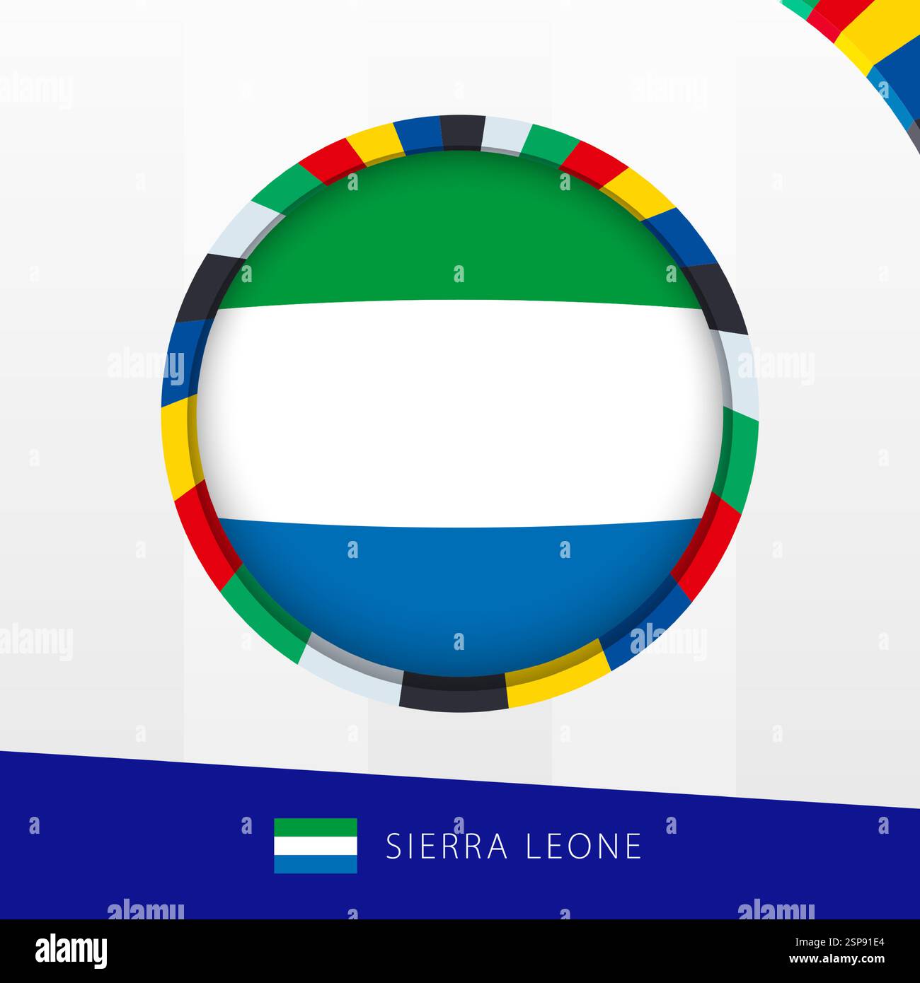 Sierra Leone Flag with Colorful Circle Border. Vector icon Stock Vector ...