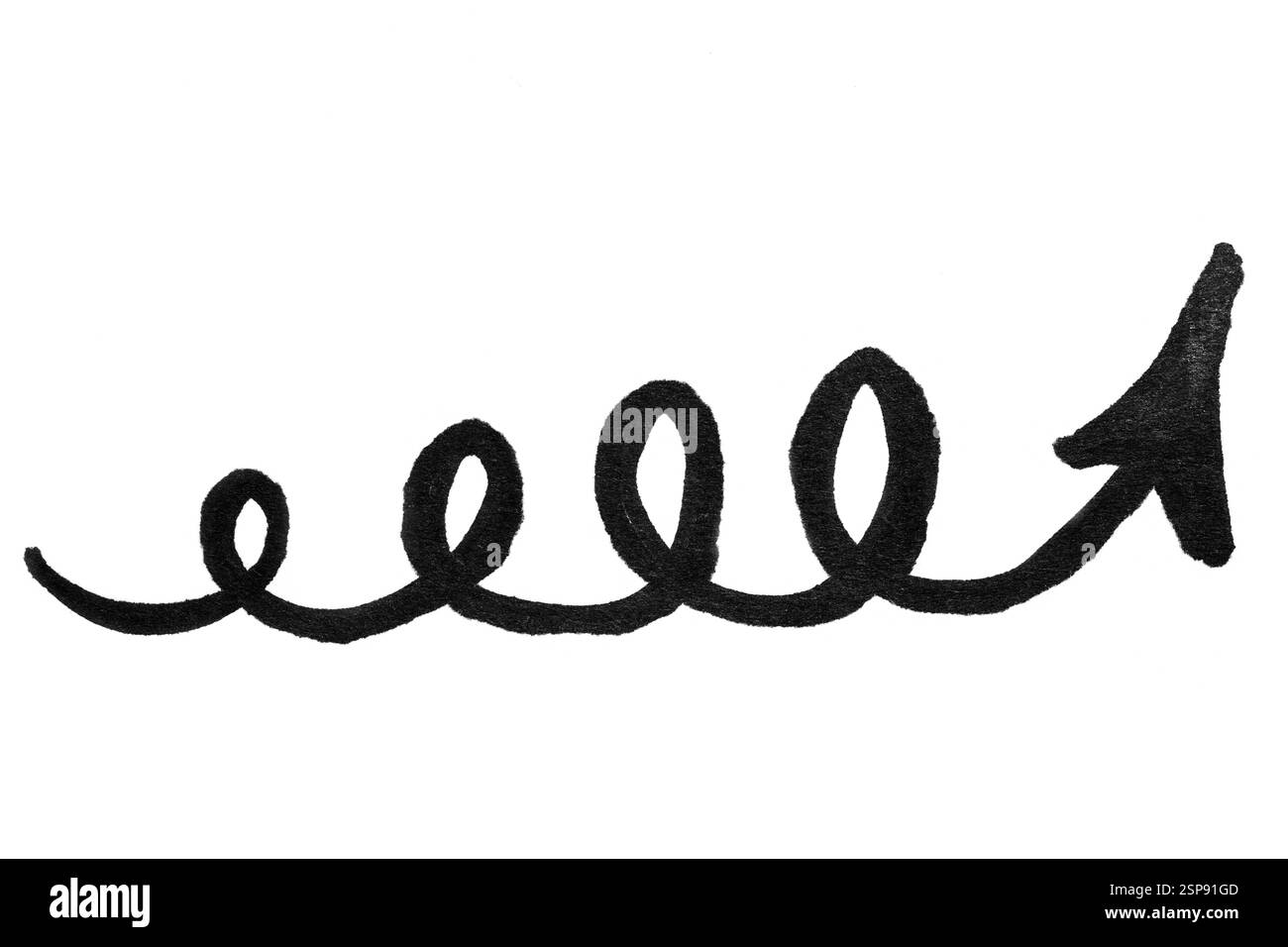 Black handwritten arrow isolated on white background. Marker hand drawn ...