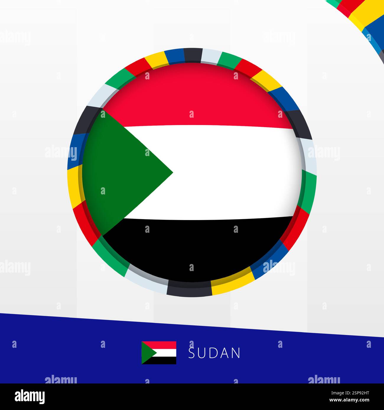 Sudan Flag with Colorful Circle Border. Vector icon Stock Vector Image ...
