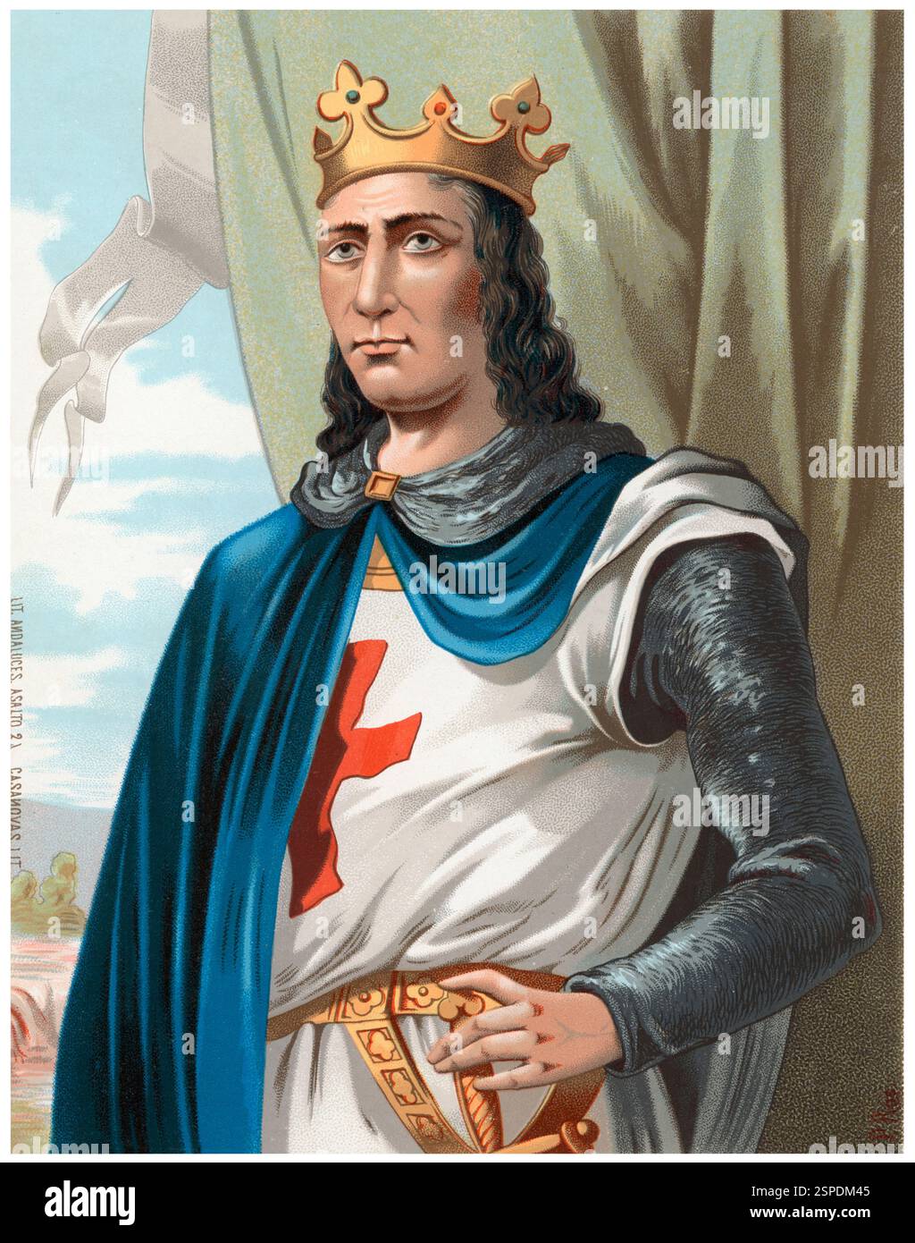 Edad Media. Luis IX el Santo (1214-1270), rey de Francia. Grabado de ...