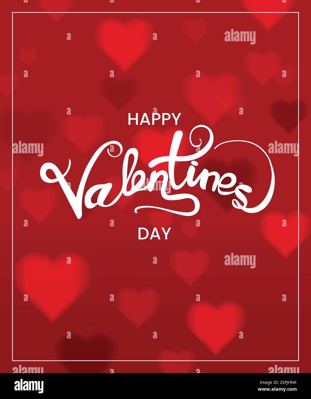 Happy Valentine's day hand lettering greeting card banner on red ...