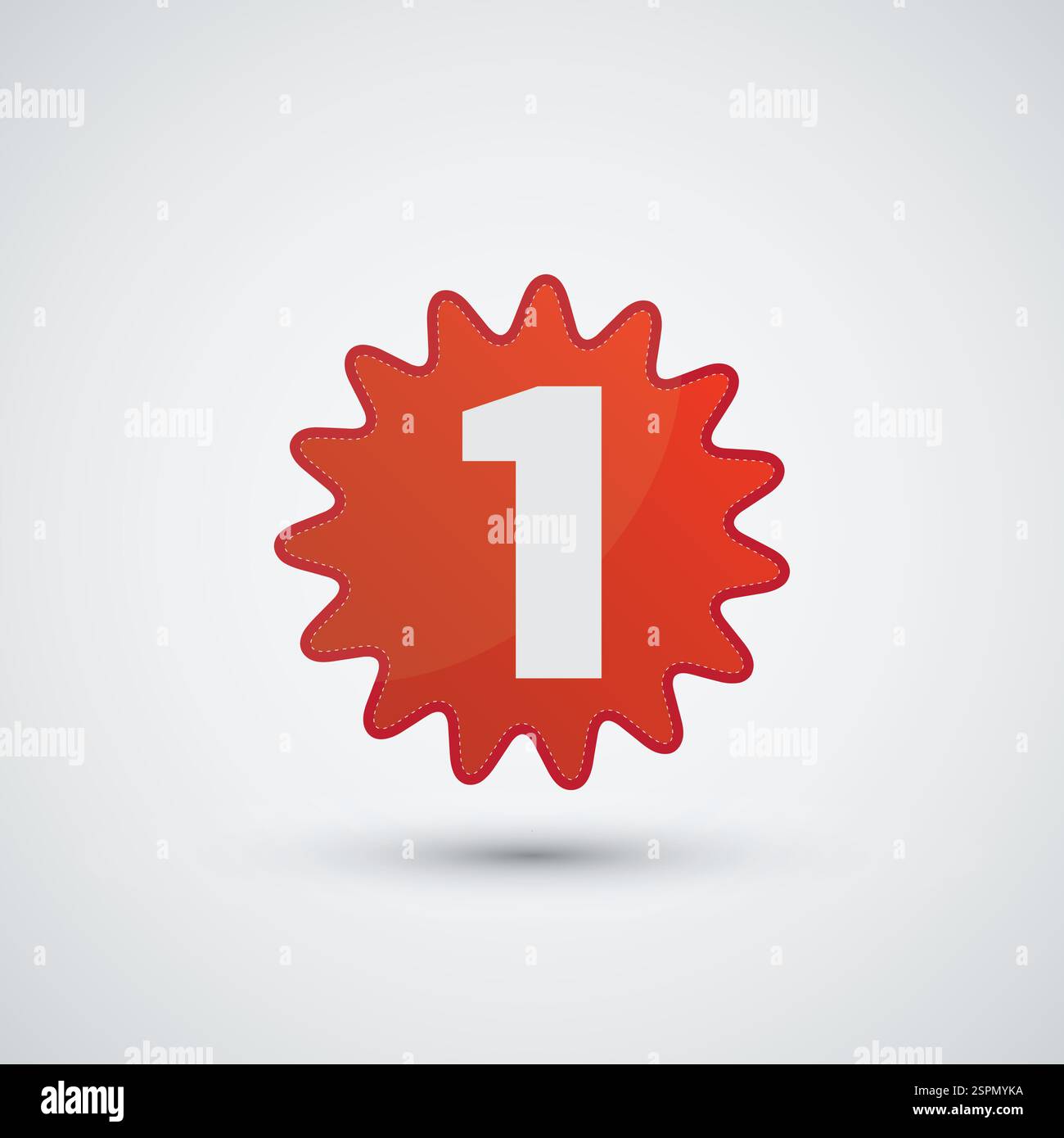 Text number one on the round label in flat design template Stock Vector