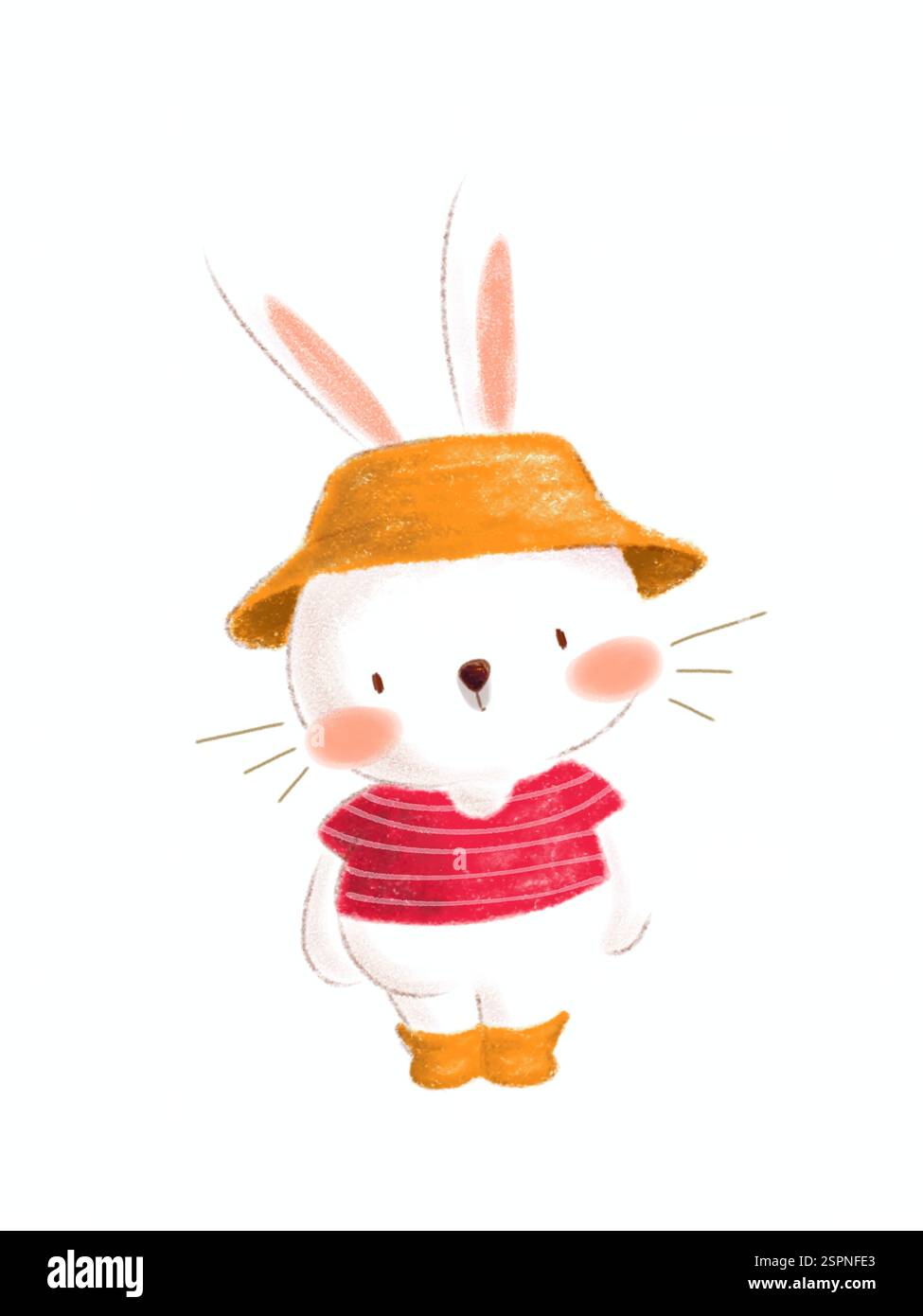 cute bunny is wearing pretty yellow hat illustration isolated. Bunny ...