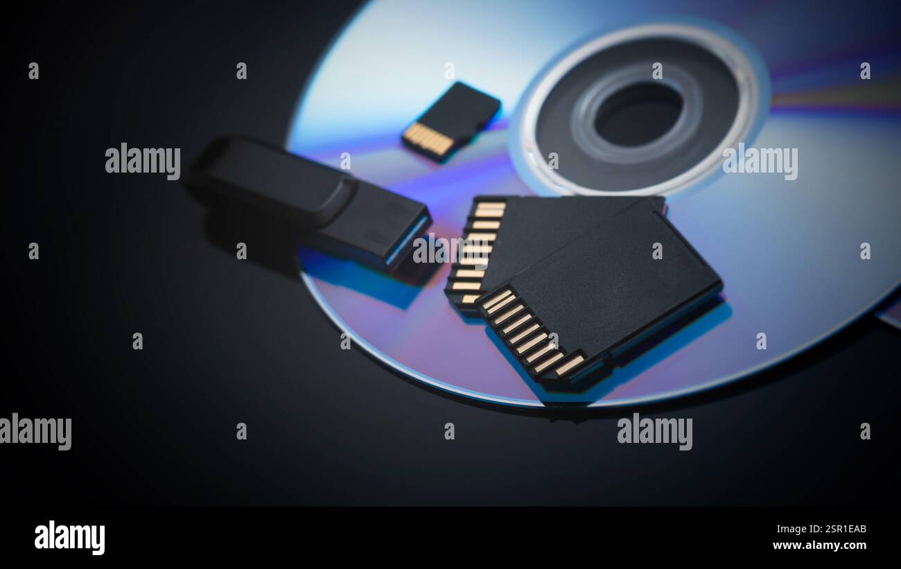 Multiple storage devices, data security, digital data storage Stock Photo
