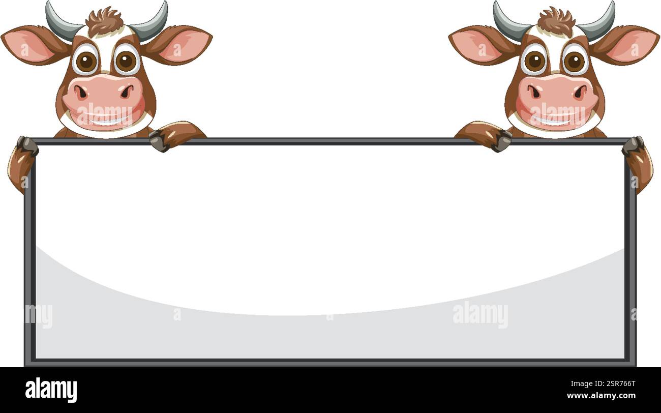 Two cartoon cows with a blank sign Stock Vector Image & Art - Alamy