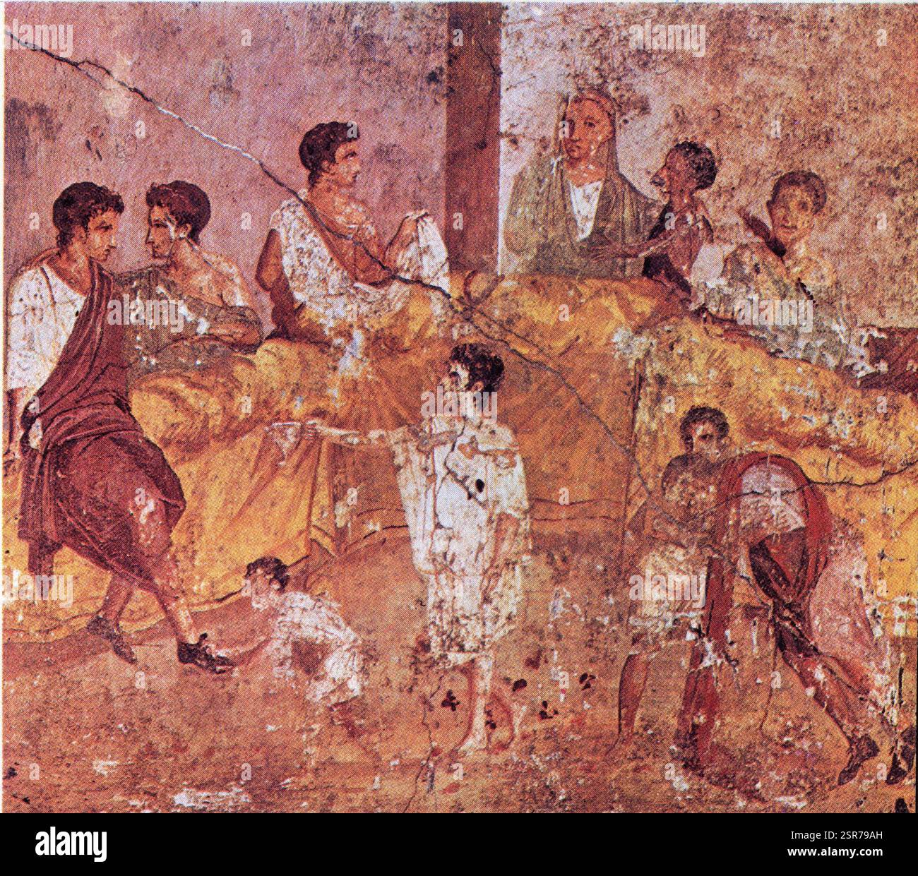 Scène de banquet. Fresque de Pompéi Stock Photo