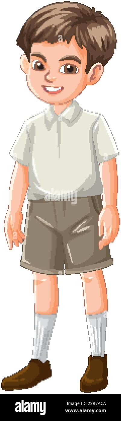 Illustration of a cheerful boy in shorts and shirt Stock Vector Image ...