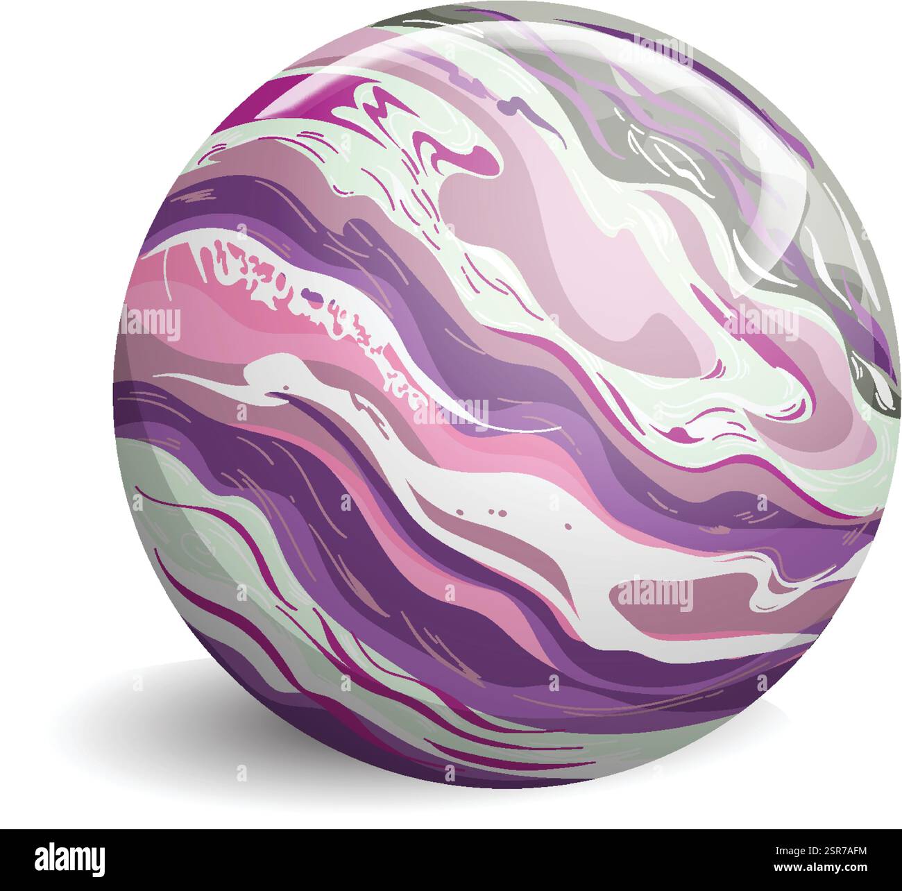 Colorful swirling patterns on a spherical surface Stock Vector