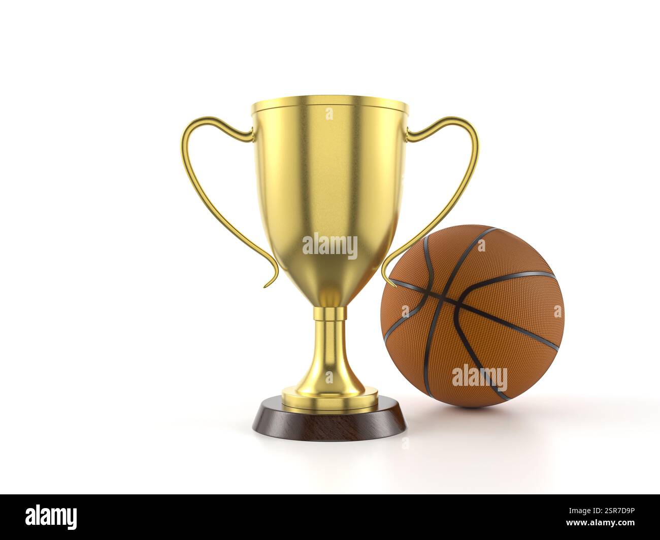 Trophy cup and basketball ball on a white background. 3d illustration ...