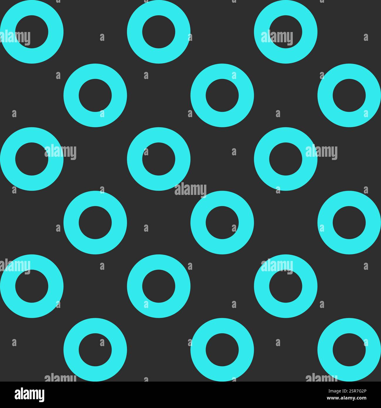 Y2K inspired seamless vector pattern with turquoise circles on a dark background. Perfect for bold, modern designs, backgrounds, textiles, and fashion Stock Vector