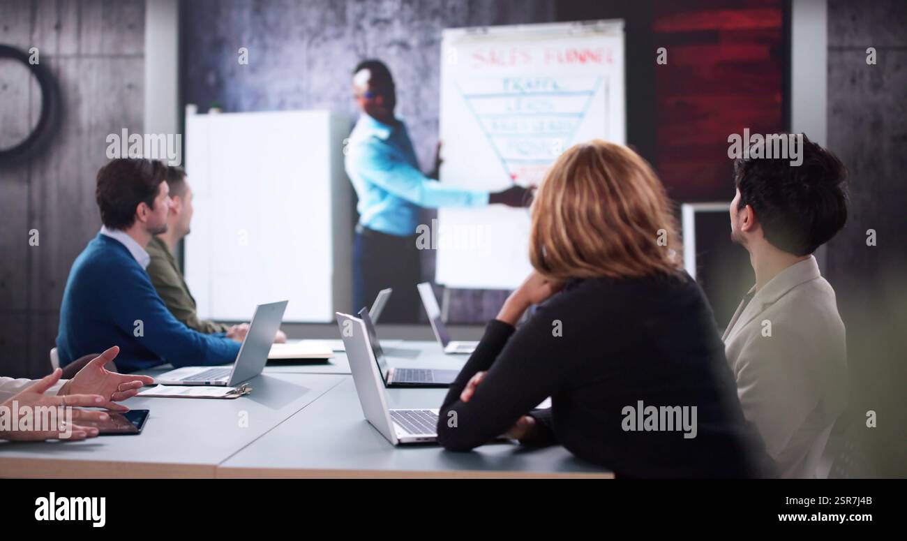 Learning Languages Online: Diverse Group Attends Virtual E-Learning Webinar Stock Photo