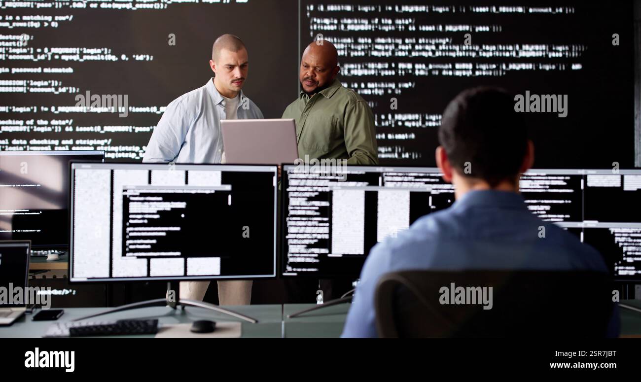 Innovative Team of Diverse Software Engineers Develop Computer Programs Stock Photo