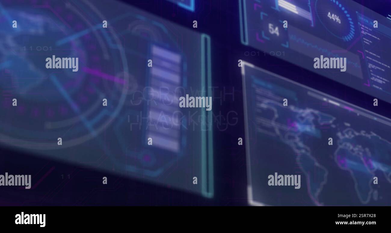 Image of data processing over growth hacking text Stock Photo