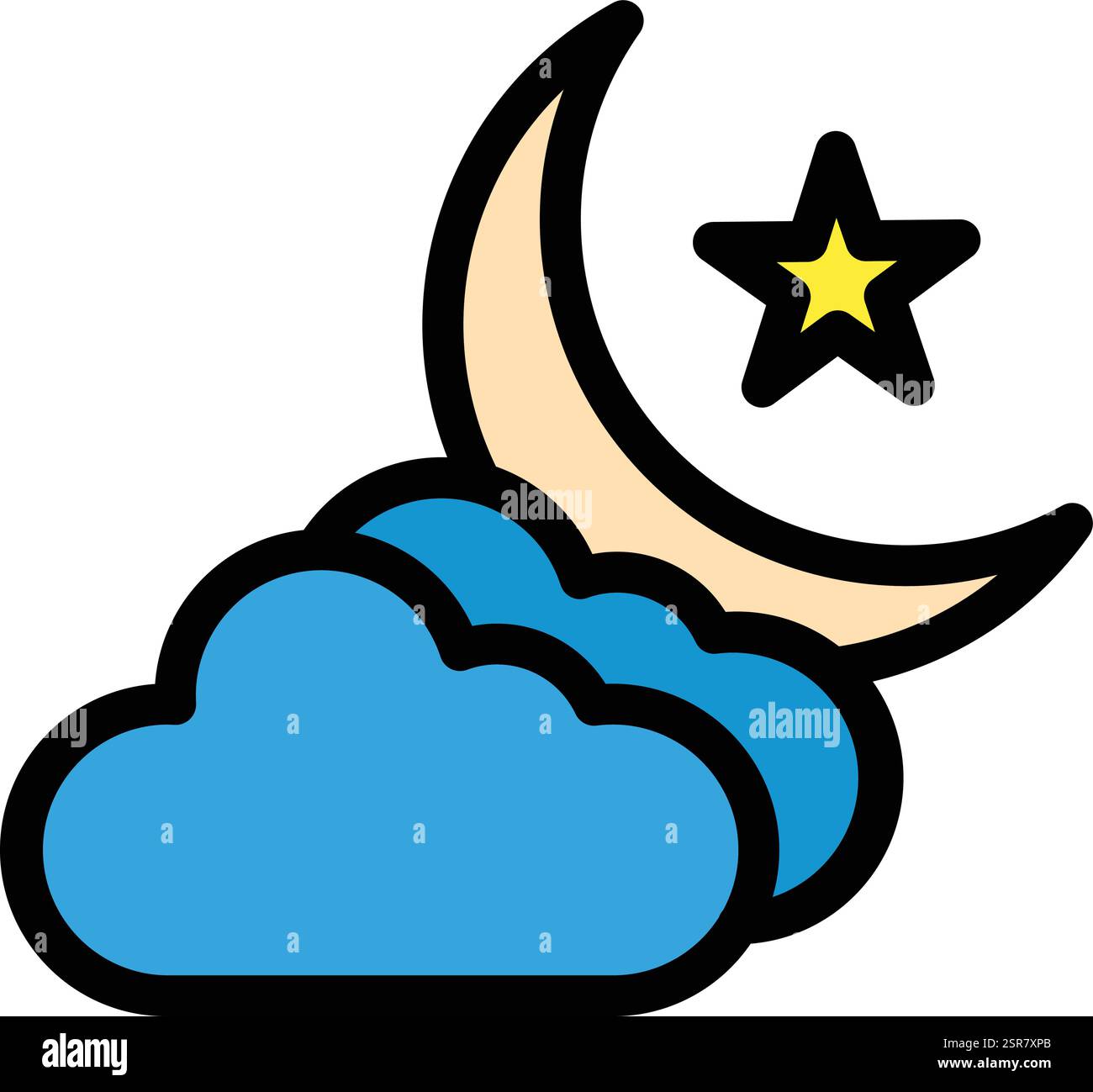 Cloud And Moon Vector Icon Design Illustration Stock Vector