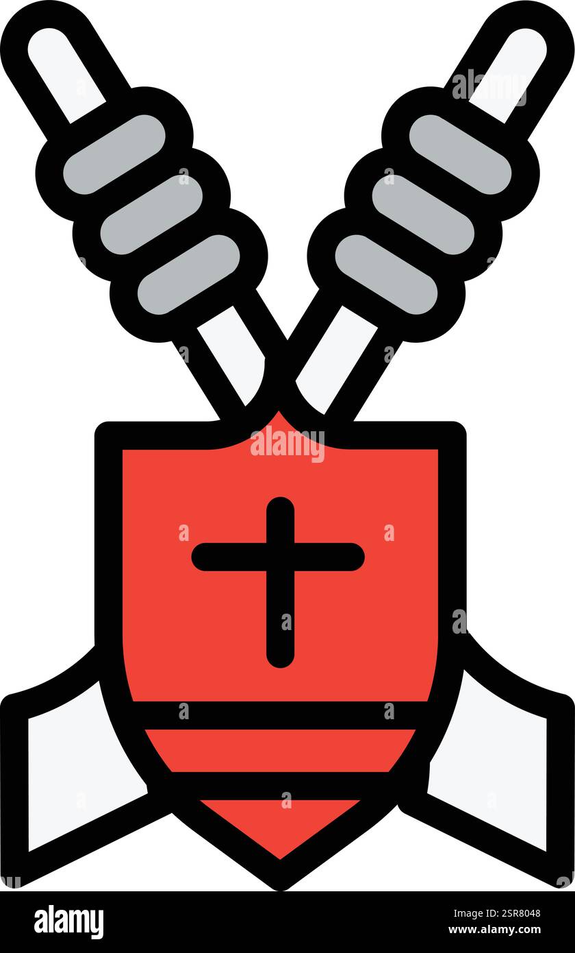 Shield with spear Vector Icon Design Illustration Stock Vector