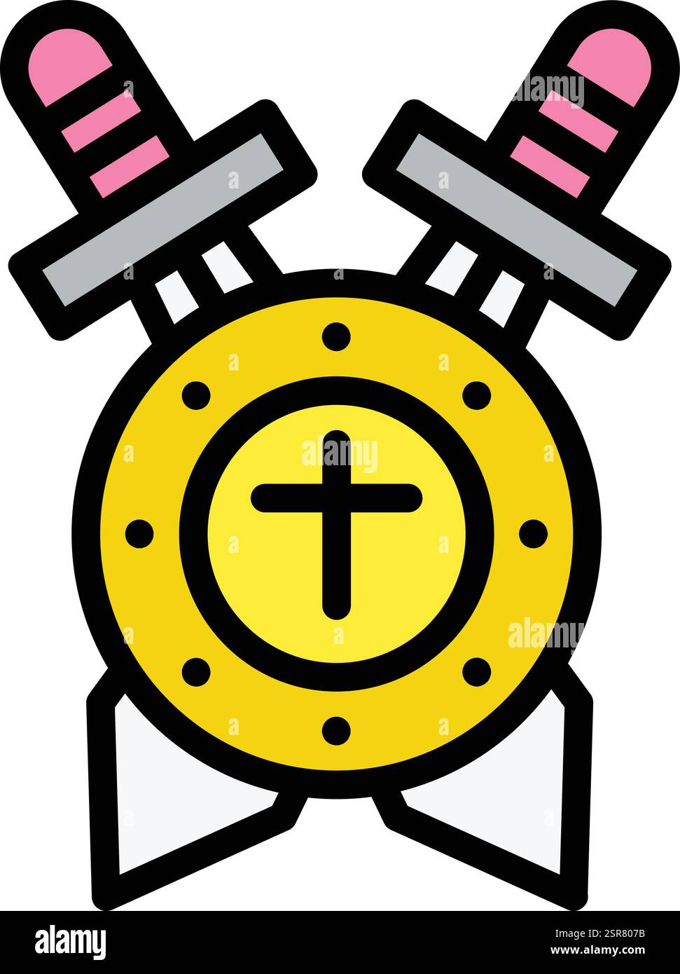 Shield with sword Vector Icon Design Illustration Stock Vector