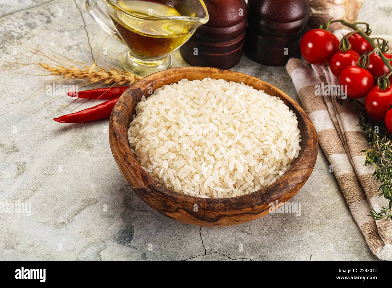 Dry raw Arborio rice for risotto Stock Photo - Alamy