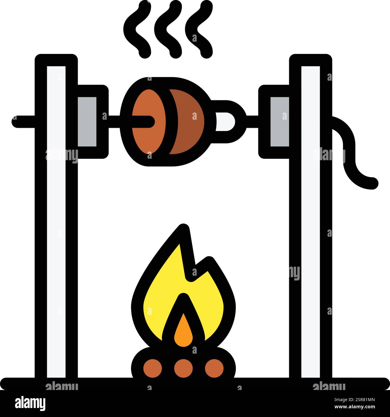 Medieval fire roasting Vector Icon Design Illustration Stock Vector