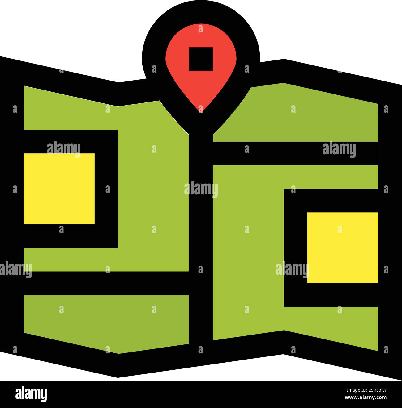 Tri Folded Map Vector Icon Design Illustration Stock Vector