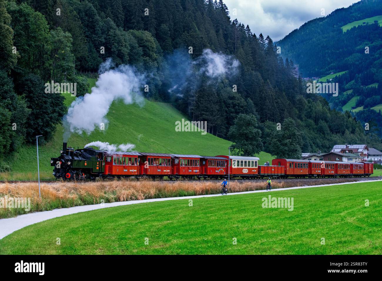 Jenbach Zillertal Railway or Zillertalbahn, Zillertal Valley, Jenbach, Tyrol ...