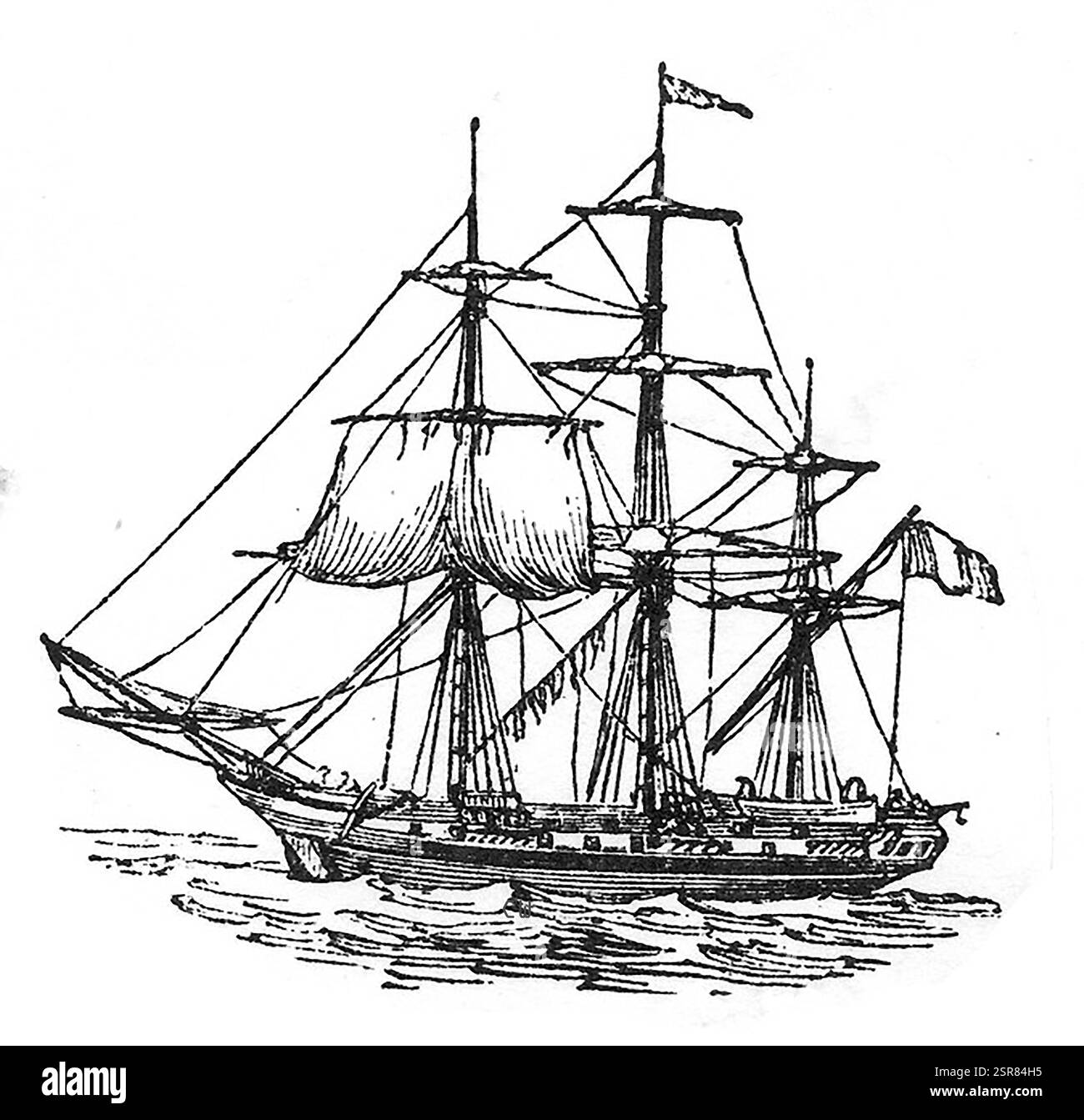 Sailing Ship Terms -  A polacca (or polacre)   a type of seventeenth- to nineteenth-century sailing vessel seen in the Mediterranean , originally similar to the xebec or the megayacht Stock Photo