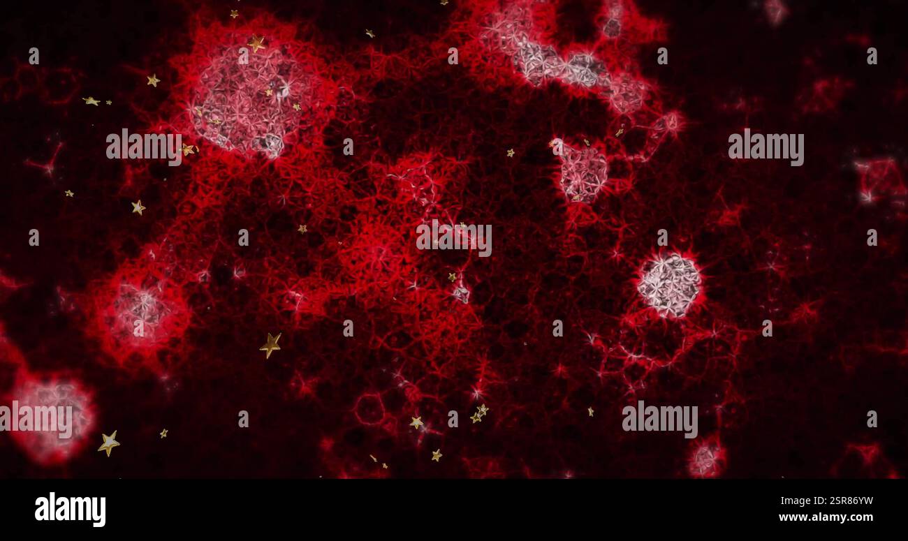 Image of molecules moving over black background Stock Photo
