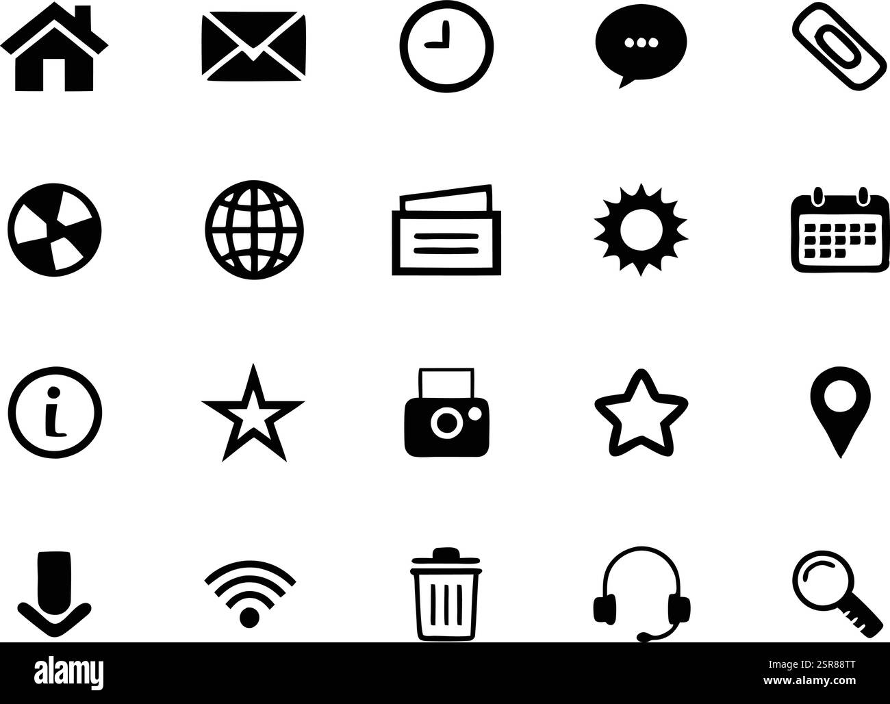 Set of Black Web and UI Icons Digital Communication, Social Media ...
