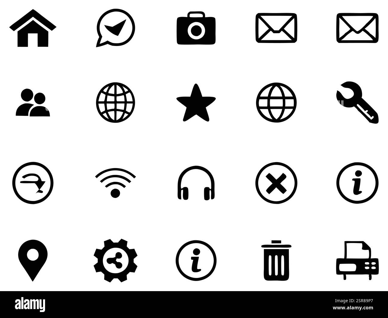 Set of Black Web and UI Icons Digital Communication, Social Media ...