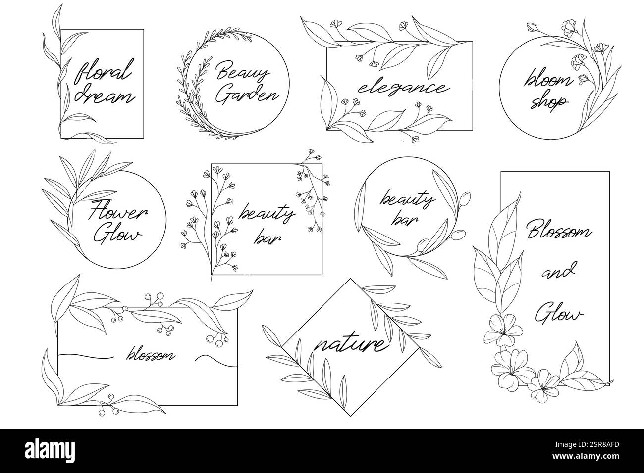 Geometric floral frame vector illustration Stock Vector Image & Art - Alamy