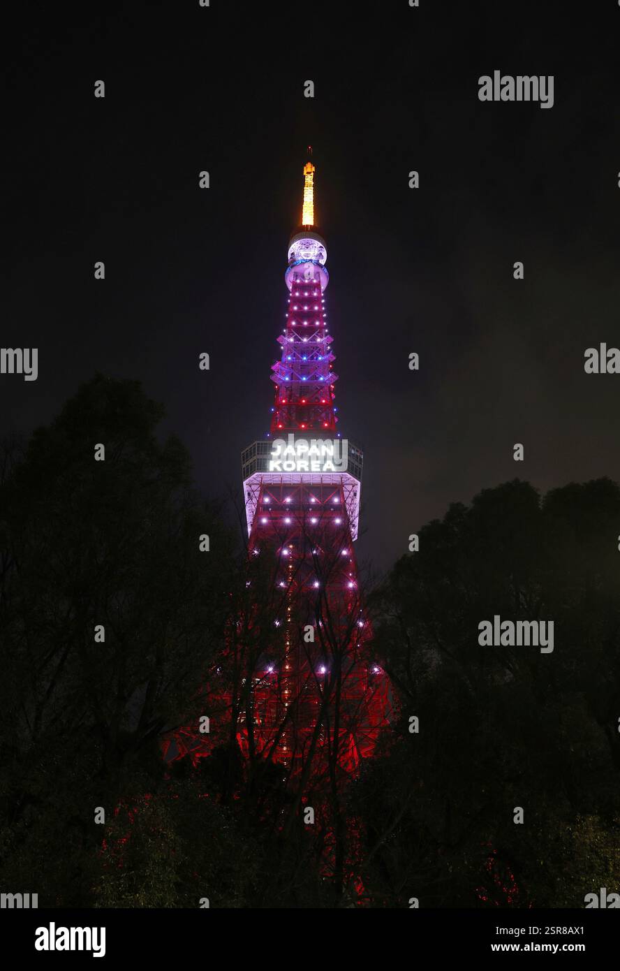 Tokyo Tower is illuminated to commemorate the 60th anniversary of the ...