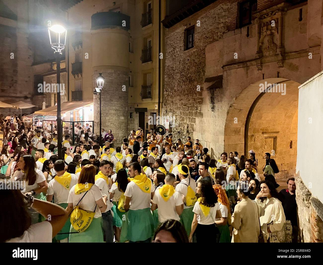 Burgos, Spain: Feast of San Pedro y San Pablo - Traditional Brass Bands - Smartphone Captured Stock Image