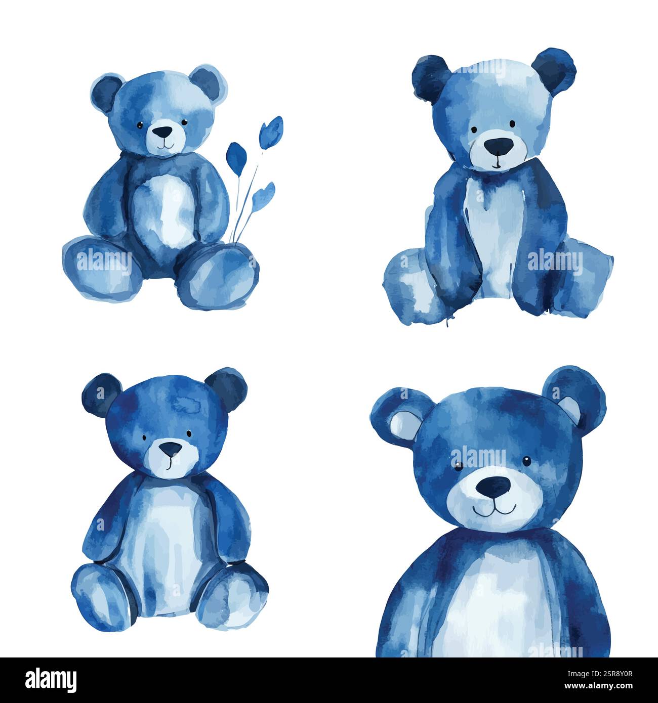 A handdrawn watercolor illustration of Teddy Bear Watercolor Set that ...