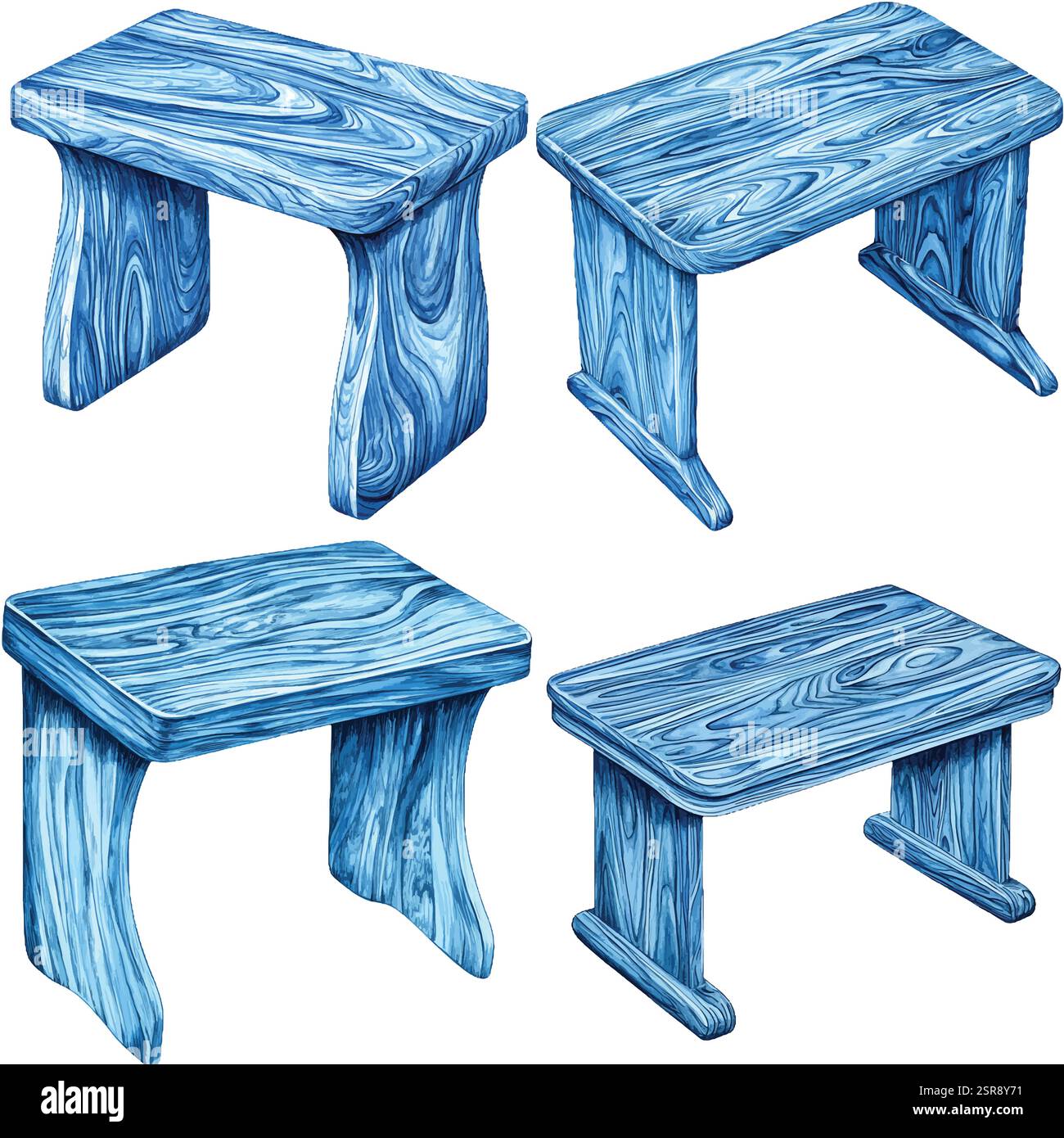 A handdrawn watercolor illustration of Hand-drawn watercolor illustrations of desks that was image traced and vectorized. The illustration is perfect Stock Vector