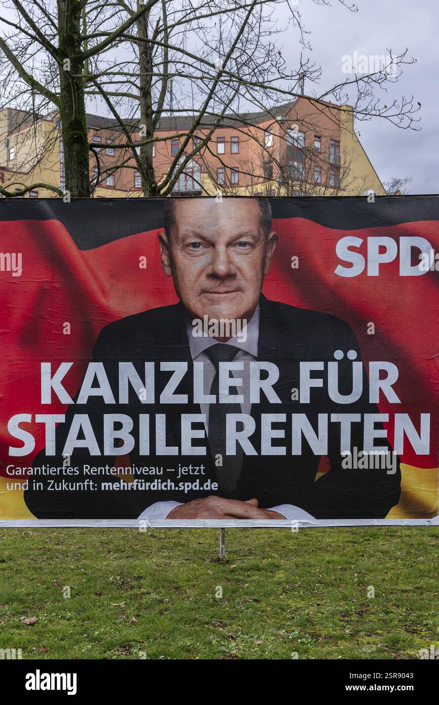 Advertising poster Federal Chancellor Olaf Scholz, SPD Stock Photo