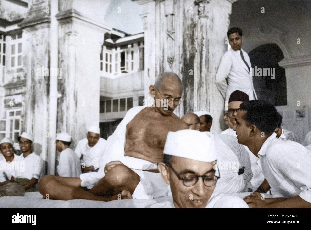 Mahatma Gandhi at public prayer meeting, Rungta House, Mumbai ...