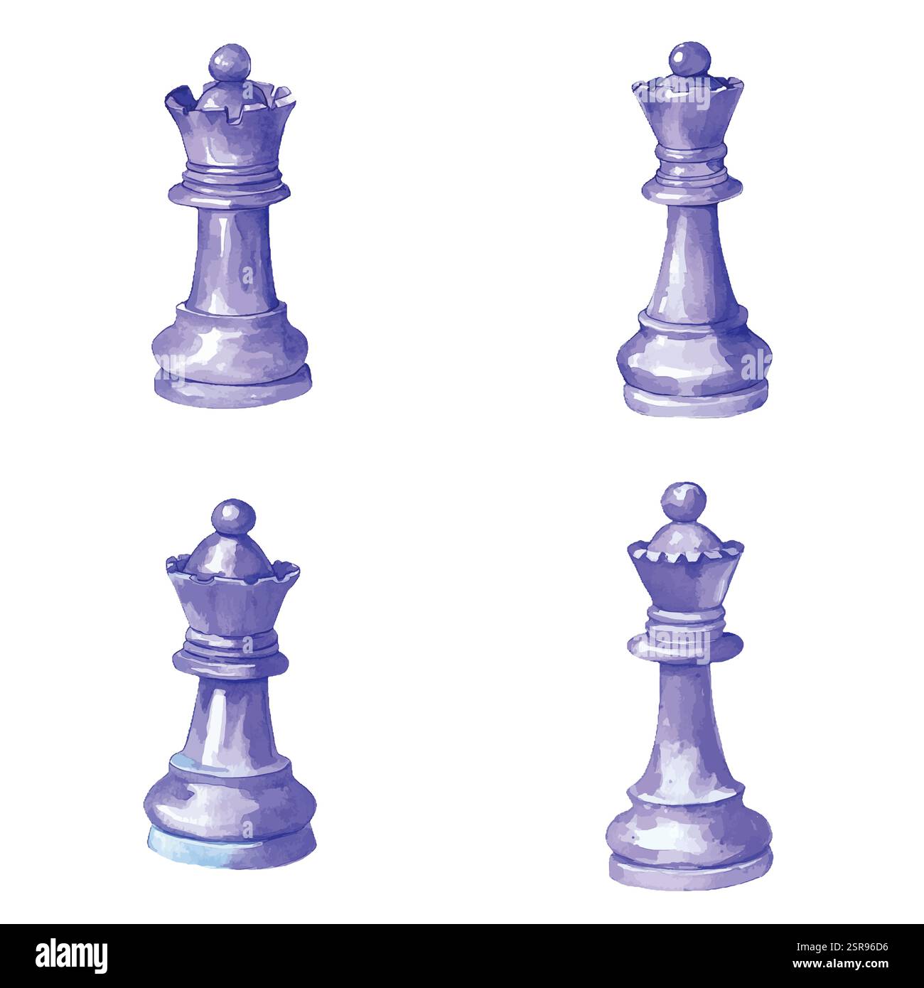 A handdrawn watercolor illustration of Hand-drawn Watercolor Chess ...